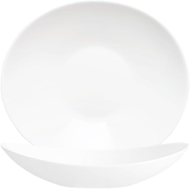 Servizio da tavola Ovale in Vetro, con 6 Piatti Piani, 6 Piatti Fondi e 6 da Dessert (18 Pezzi), Luce e Ombra, Bianco e Nero