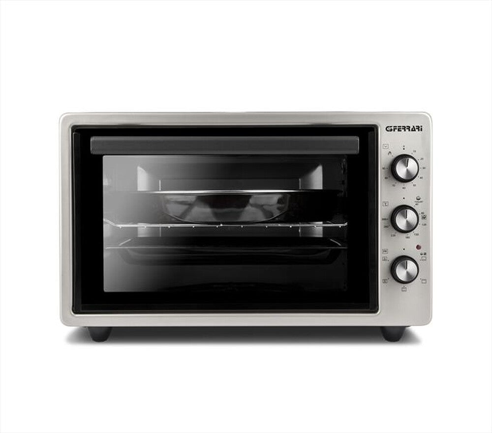 G3 Ferrari G10152 'Rostò 37 Forno Elettrico Ventilato, Raggiunge fino a 300° C, 37 Litri, Vetro doppio,1500W, Timer 90 min, Termostato regolabile, Luce interna, Accessori inclusi, Argento/Nero