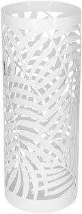 Porta Ombrelli in Metallo Jungle, Contenitore per Ombrelli con Vaschetta Scolapioggia e 1 Gancetto, 21*21*51 cm, Bianco