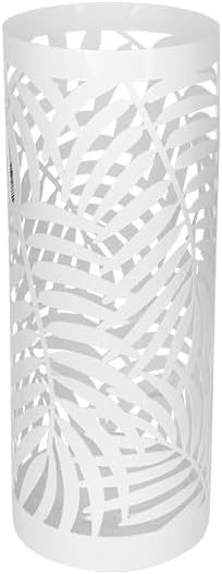 Porta Ombrelli in Metallo Jungle, Contenitore per Ombrelli con Vaschetta Scolapioggia e 1 Gancetto, 21*21*51 cm, Bianco