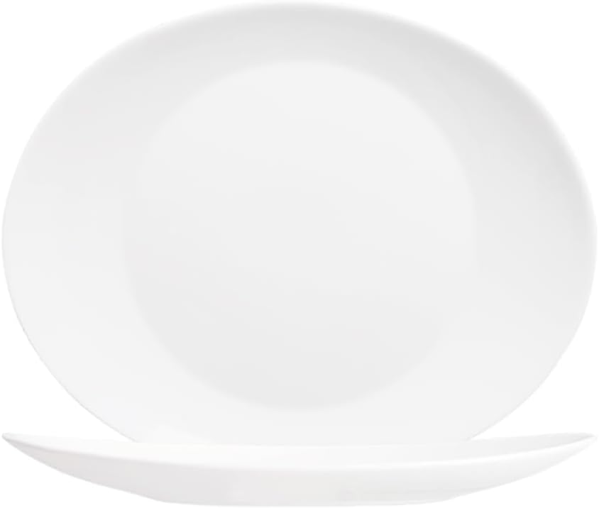 Servizio da tavola Ovale con 6 Piatti Piani, 6 Fondi e 6 da Dessert (18 Pezzi), Pura Luce, Vetro, Bianco