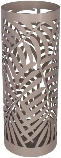Today Home Porta Ombrelli in Metallo Jungle, Contenitore per Ombrelli con Vaschetta Scolapioggia e 1 Gancetto, diametro 19 cm altezza 49cm, Tortora