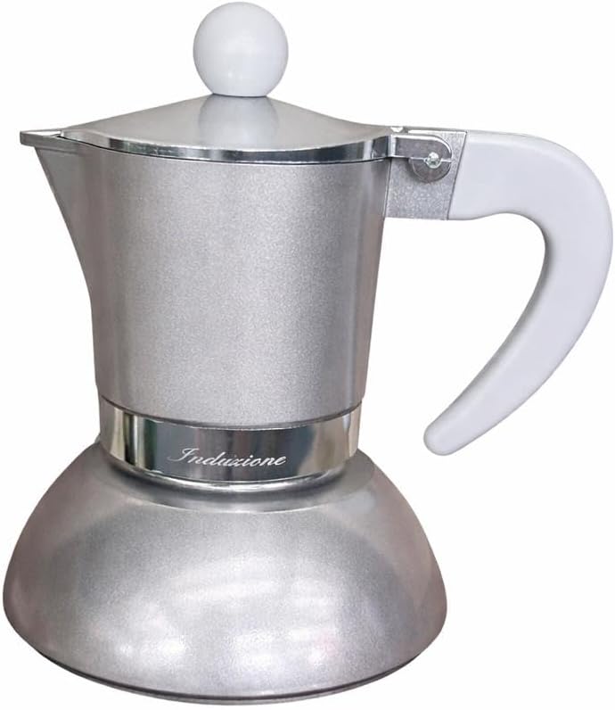 Today Home Caffettiera Moka per Induzione, 2 Tazze, Alluminio, con Manico Ergonomico, Colore Silver Metallizzato, Argento, Design Elegante