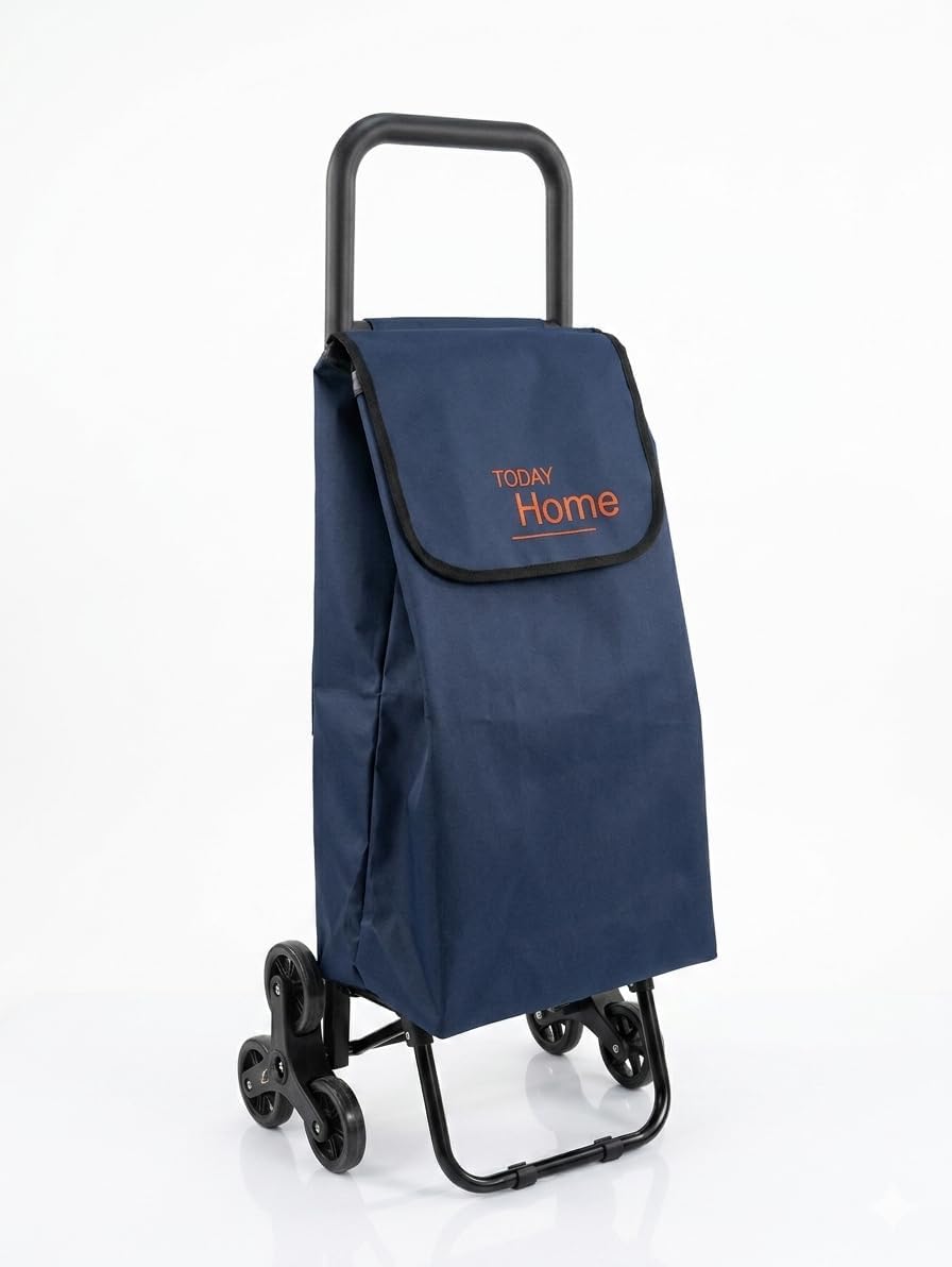 Today Home, Carrello Spesa 42L con 6 Ruote per Scale, Pieghevole, Impermeabile, Leggero, Capacità 25 kg – Modello Tristano