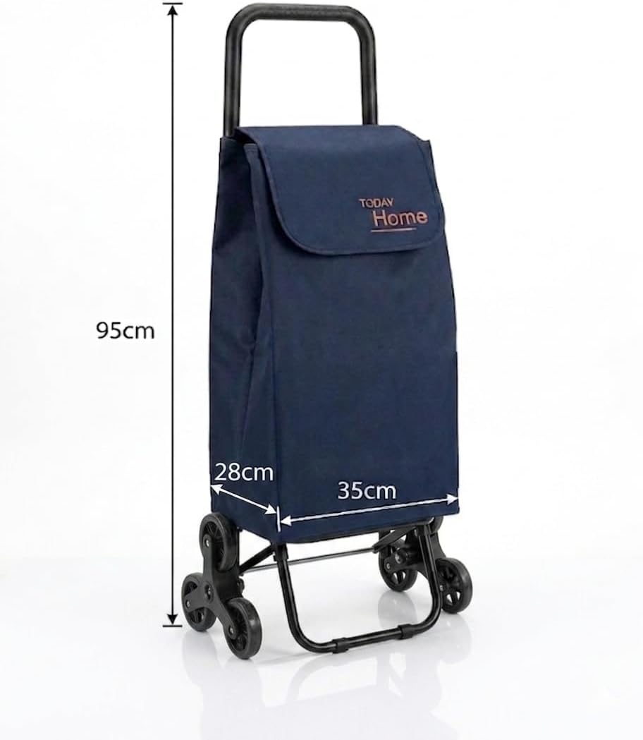 Carrello Spesa 42L con 2 Ruote per Scale + OMAGGIO 1 COPPIA DI 3 RUOTE per salire le scale, Pieghevole, Impermeabile, Leggero, Capacità 25 kg, Modello Re Marke