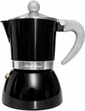 Today Home Caffettiera Moka per Induzione, 3 Tazze, Alluminio, con Manico Ergonomico, Colore Nero Lucido, Design Elegante
