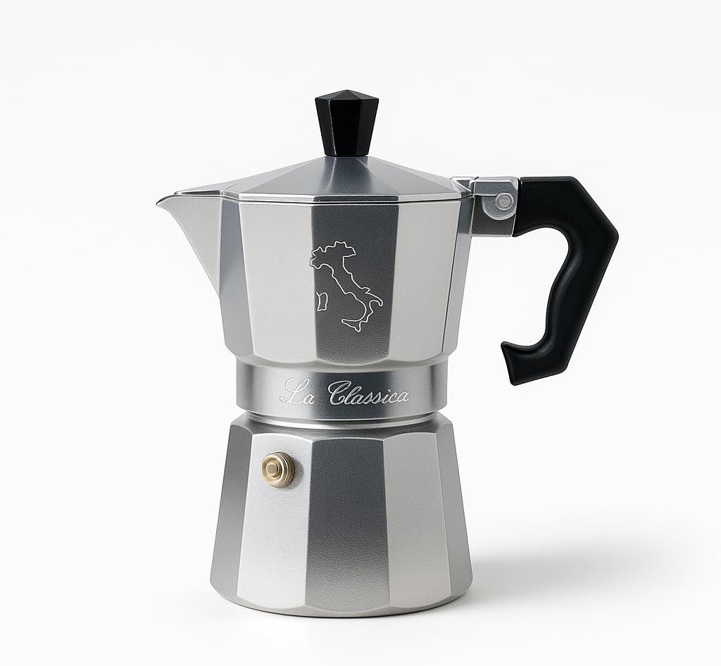 Mokarella La Classica Caffettiera Alluminio, Una Tazza 1 Alluminio, Argento/Nero, Italia