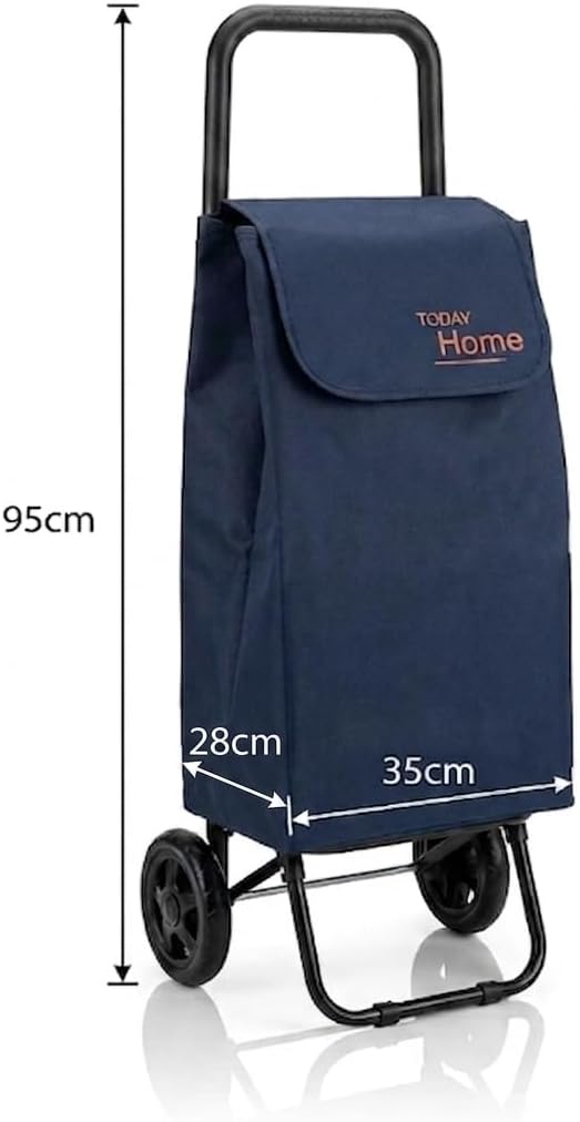 Today Home Carrello Spesa Pieghevole Isotta 42L con 2 Ruote, Impermeabile, Leggero, Capacità 25 kg