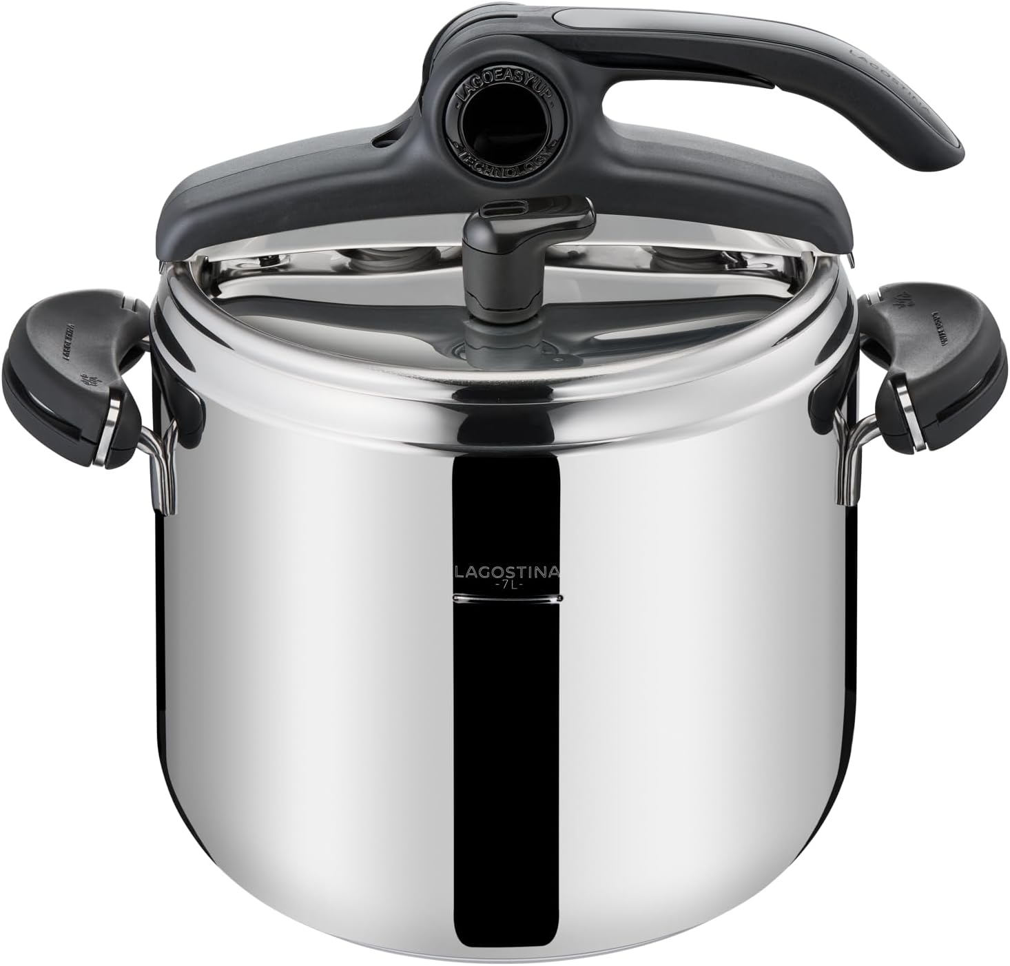 Lagostina Mia Pentola a Pressione 7 L in Acciaio Inox 18/10 Ø 22 cm, Pentola Induzione e Gas, Coperchio con Apertura Facilitata, Fondo a tre Strati, Lavabile in Lavastoviglie