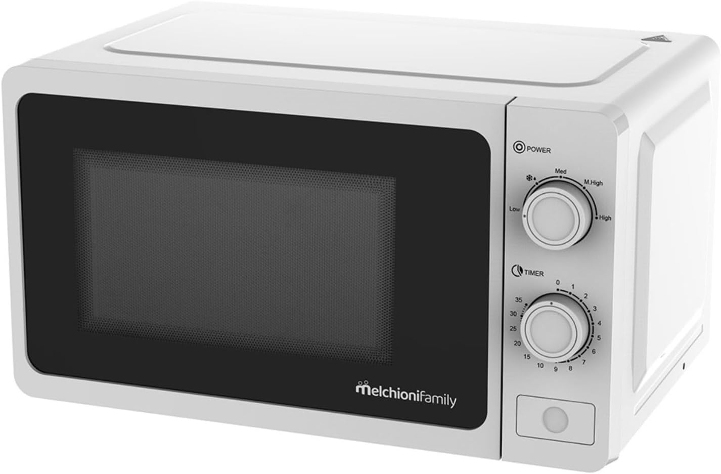 Melchioni Family Forno Microonde con Grill 20L, ONDA, Multifunzione, 800W, Regolazione Manuale, Funzione Grill, Timer 1-35 Min, Dimensioni 45,1x31,9x25,4 cm