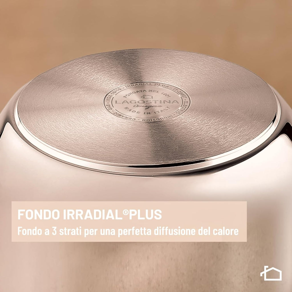 Lagostina Mia Pentola a Pressione 3.5L in Acciaio Inox 18/10 Ø 22 cm, Pentola Induzione e Gas, Coperchio con Apertura Facilitata, Fondo a tre Strati, Lavabile in Lavastoviglie