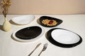 Servizio da tavola Ovale in Vetro, con 6 Piatti Piani, 6 Piatti Fondi e 6 da Dessert (18 Pezzi), Luce e Ombra, Bianco e Nero