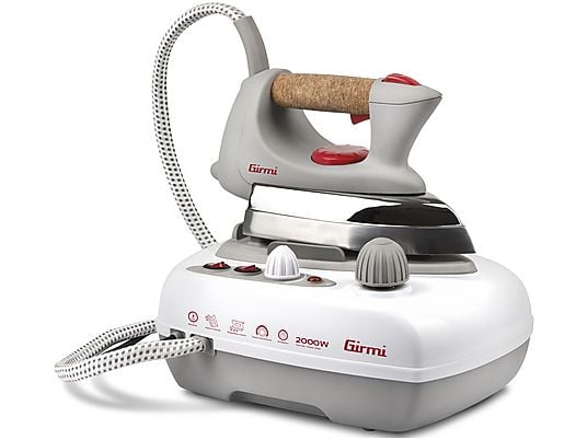 Girmi ST03 Ferro Da Stiro A Vapore Con Caldaia Professionale, 2000W, Serbatoio 700ml, Pressione 2,5-3 Bar, Piastra in Alluminio, Impugnatura in Sughero, Termostato Regolabile