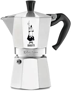 Bialetti Caffettiera Moka Express, Manico anti scottatura, Non adatta a induzione, 1 Tazze (60 ml), Alluminio [Classe di efficienza energetica A]
