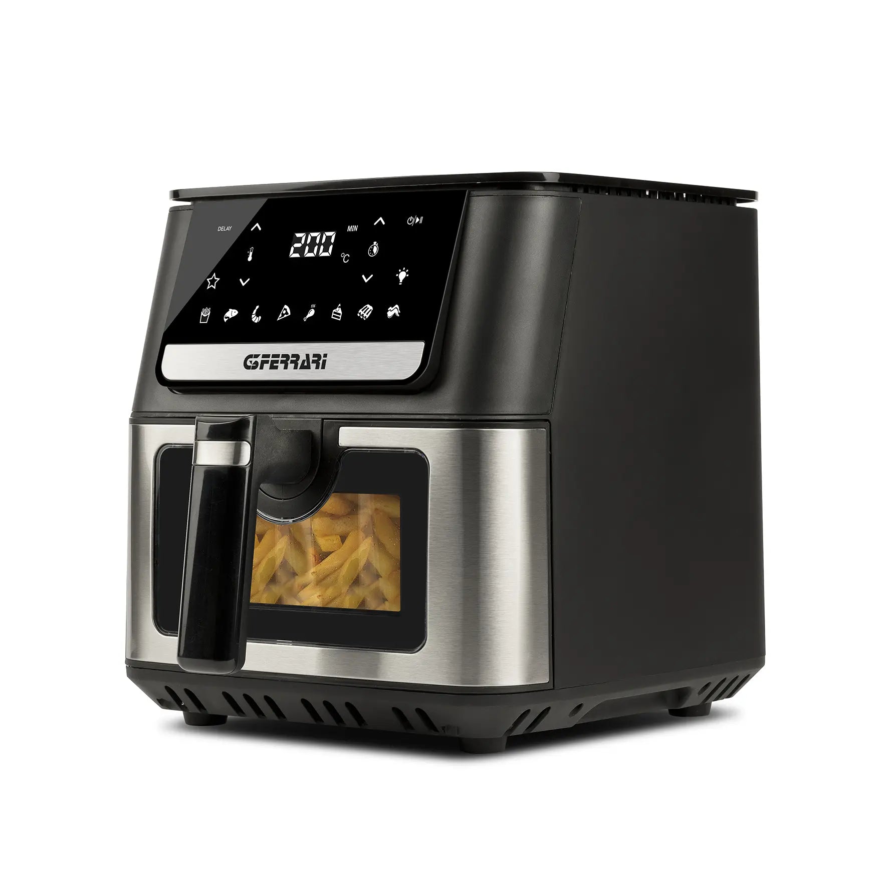 G3 ferrari  G10207 Friggisano 6.5L Friggitrice ad Aria 6,5 Litri, 1700 W, Display digitale, 8 programmi, Vassoio rialzabile, Funzione Grill, Ricettario incluso, Nero