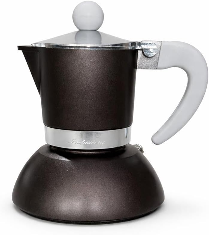 Today Home Caffettiera Moka per Induzione, 2 Tazze, Alluminio, con Manico Ergonomico, Colore Marrone Metallizzato, Design Elegante